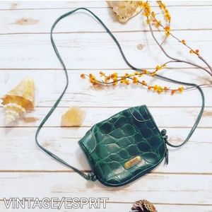 Vintage Esprit Emerald 80s Croc Leather Crossbody